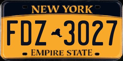 NY license plate FDZ3027