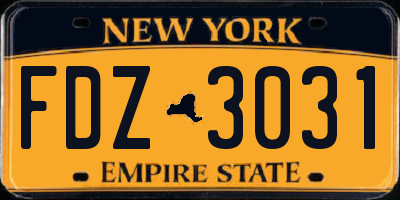 NY license plate FDZ3031