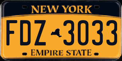 NY license plate FDZ3033