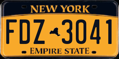 NY license plate FDZ3041