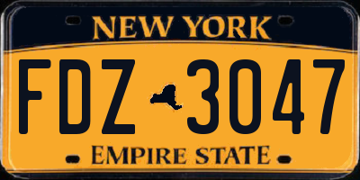 NY license plate FDZ3047
