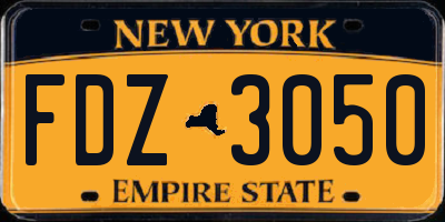 NY license plate FDZ3050