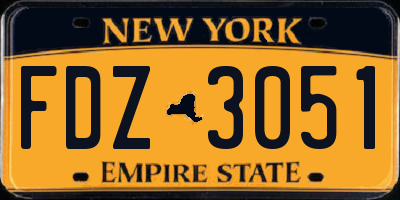 NY license plate FDZ3051