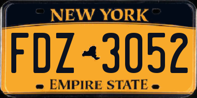 NY license plate FDZ3052