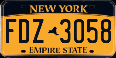 NY license plate FDZ3058