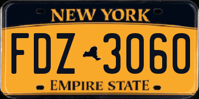 NY license plate FDZ3060