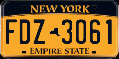 NY license plate FDZ3061