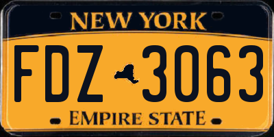 NY license plate FDZ3063