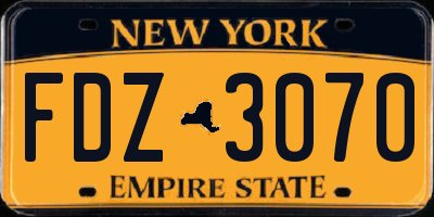 NY license plate FDZ3070