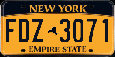 NY license plate FDZ3071