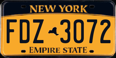 NY license plate FDZ3072