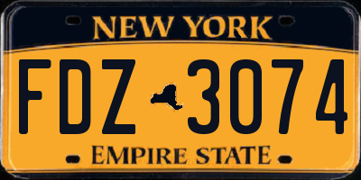 NY license plate FDZ3074