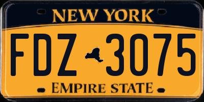 NY license plate FDZ3075