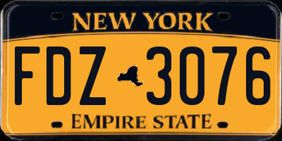 NY license plate FDZ3076