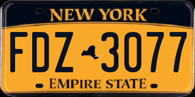 NY license plate FDZ3077