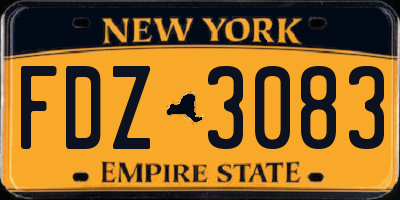 NY license plate FDZ3083
