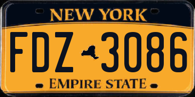 NY license plate FDZ3086