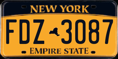 NY license plate FDZ3087