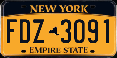 NY license plate FDZ3091
