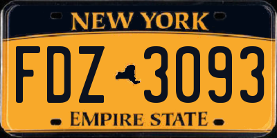NY license plate FDZ3093