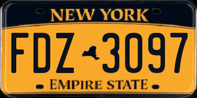 NY license plate FDZ3097