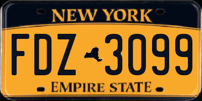 NY license plate FDZ3099
