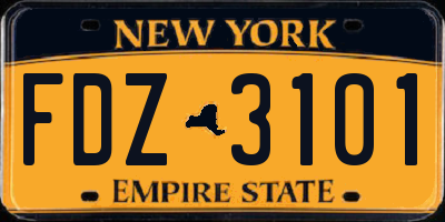 NY license plate FDZ3101