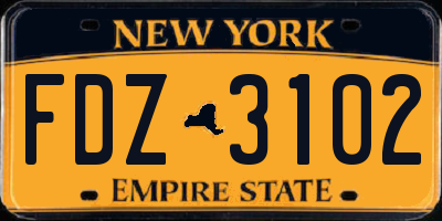 NY license plate FDZ3102