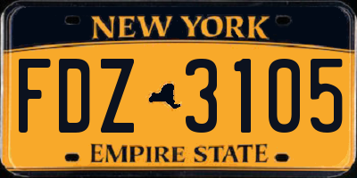 NY license plate FDZ3105