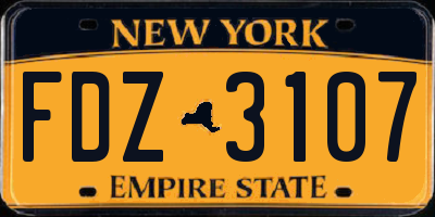 NY license plate FDZ3107