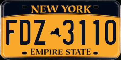 NY license plate FDZ3110