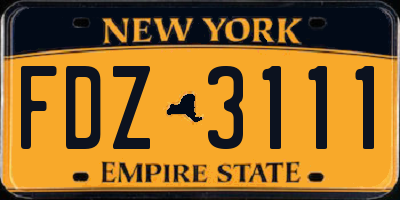 NY license plate FDZ3111