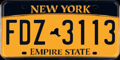 NY license plate FDZ3113