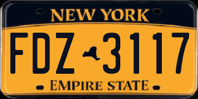 NY license plate FDZ3117
