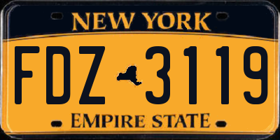 NY license plate FDZ3119