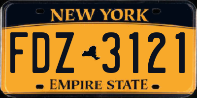 NY license plate FDZ3121