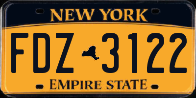 NY license plate FDZ3122
