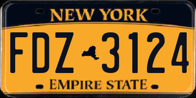 NY license plate FDZ3124