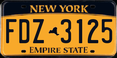 NY license plate FDZ3125
