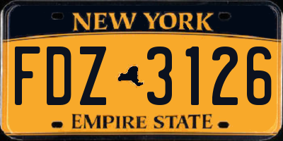 NY license plate FDZ3126