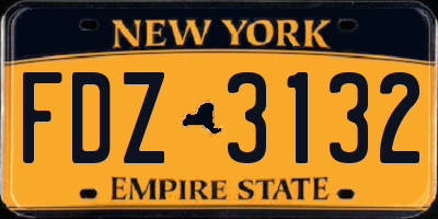 NY license plate FDZ3132