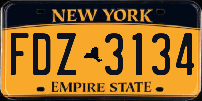 NY license plate FDZ3134