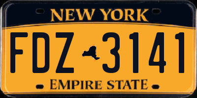 NY license plate FDZ3141