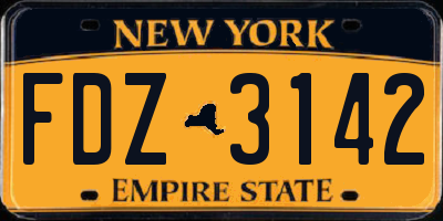 NY license plate FDZ3142