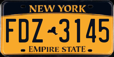NY license plate FDZ3145