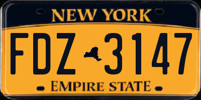 NY license plate FDZ3147
