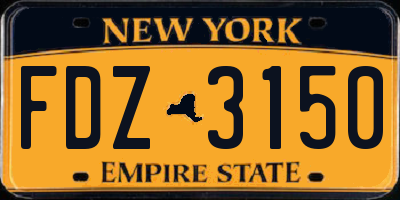 NY license plate FDZ3150