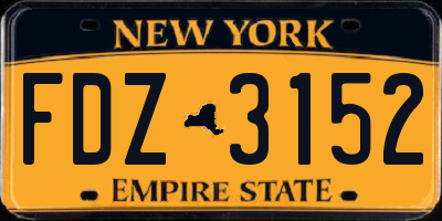 NY license plate FDZ3152