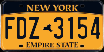 NY license plate FDZ3154