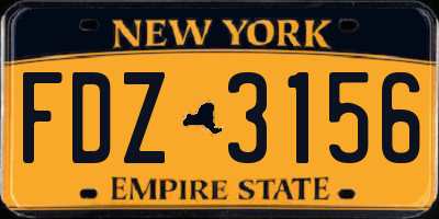 NY license plate FDZ3156